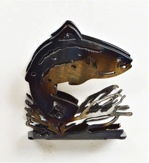 Handcrafted Steelhead Fish Napkin Holder – Rustic Cocktail Bar Accessory | Made in USA Knights Home Decor  item