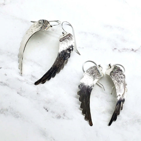 Handcrafted Sterling Silver Angel Wing Earrings – Hammer Textured Design | Made in USA Alexa Martha Designs  Earrings