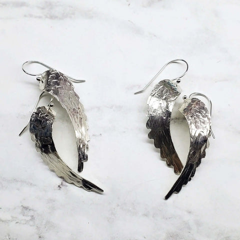 Handcrafted Sterling Silver Angel Wing Earrings – Hammer Textured Design | Made in USA Alexa Martha Designs  Earrings