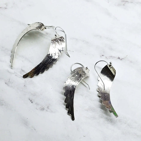 Handcrafted Sterling Silver Angel Wing Earrings – Hammer Textured Design | Made in USA Alexa Martha Designs  Earrings