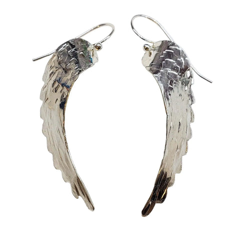 Handcrafted Sterling Silver Angel Wing Earrings – Hammer Textured Design | Made in USA Alexa Martha Designs  Earrings