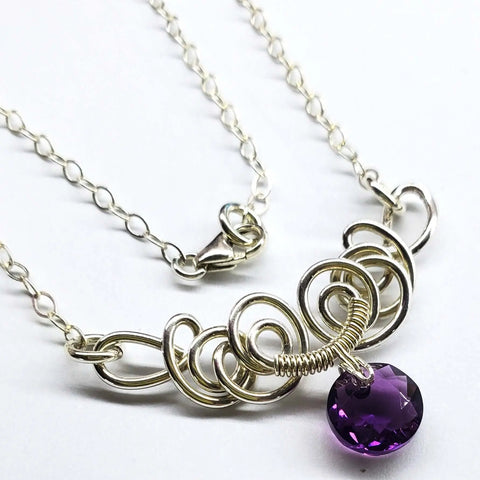 Handcrafted Sterling Silver Aqua Crystal Pendant Necklace 8mm – Made in USA Alexa Martha Designs  Necklace