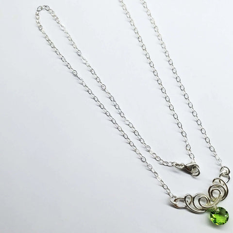Handcrafted Sterling Silver Aqua Crystal Pendant Necklace 8mm – Made in USA Alexa Martha Designs  Necklace