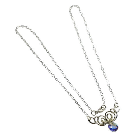 Handcrafted Sterling Silver Aqua Crystal Pendant Necklace 8mm – Made in USA Alexa Martha Designs  Necklace