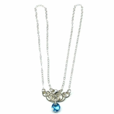 Handcrafted Sterling Silver Aqua Crystal Pendant Necklace 8mm – Made in USA Alexa Martha Designs  Necklace