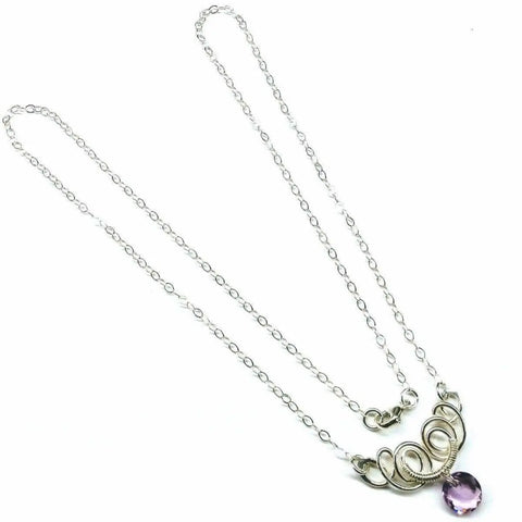 Handcrafted Sterling Silver Aqua Crystal Pendant Necklace 8mm – Made in USA Alexa Martha Designs  Necklace
