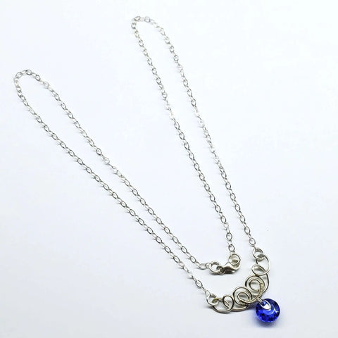 Handcrafted Sterling Silver Aqua Crystal Pendant Necklace 8mm – Made in USA Alexa Martha Designs  Necklace