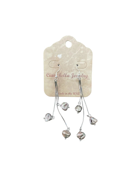 Handcrafted Sterling Silver Freshwater Pearl Drop Earrings – Elegant Dangle Design | Made in USA Jewelry Michelle Marie Boutique  Earrings
