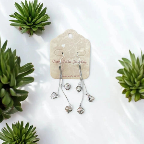 Handcrafted Sterling Silver Freshwater Pearl Drop Earrings – Elegant Dangle Design | Made in USA Jewelry Michelle Marie Boutique  Earrings