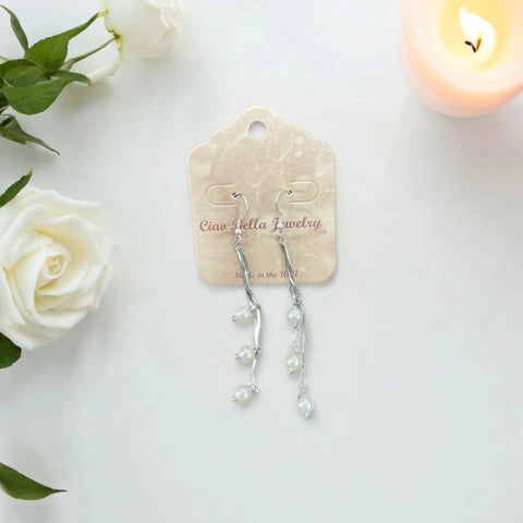 Handcrafted Sterling Silver Freshwater Pearl Drop Earrings – Elegant Dangle Design | Made in USA Jewelry Michelle Marie Boutique  Earrings