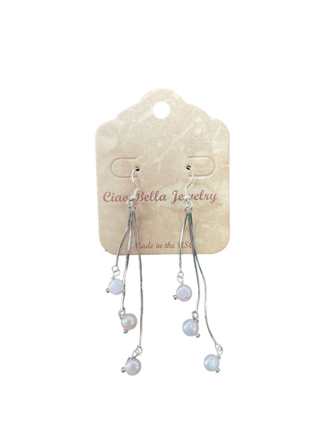 Handcrafted Sterling Silver Freshwater Pearl Drop Earrings – Elegant Dangle Design | Made in USA Jewelry Michelle Marie Boutique  Earrings