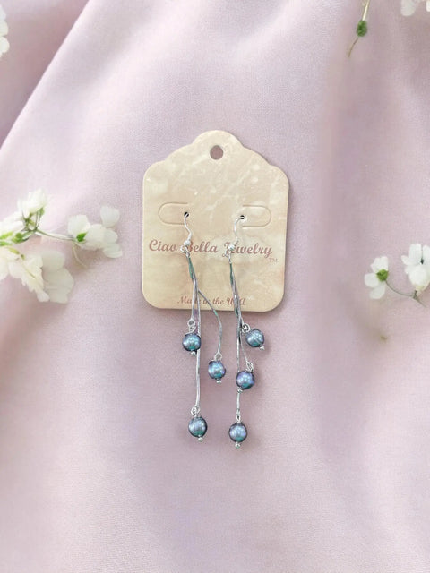 Handcrafted Sterling Silver Freshwater Pearl Drop Earrings – Elegant Dangle Design | Made in USA Jewelry Michelle Marie Boutique  Earrings