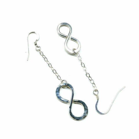 Handcrafted Sterling Silver Hammered Infinity Earrings – 14 Gauge Dangle | Made in USA Alexa Martha Designs  Earrings