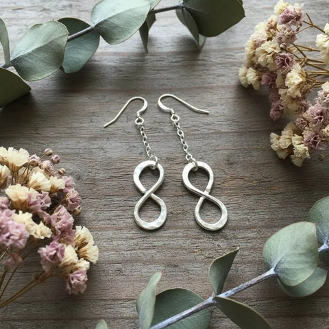 Handcrafted Sterling Silver Hammered Infinity Earrings – 14 Gauge Dangle | Made in USA Alexa Martha Designs  Earrings