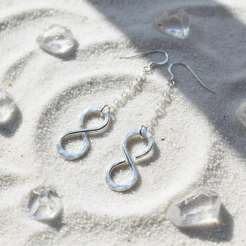 Handcrafted Sterling Silver Hammered Infinity Earrings – 14 Gauge Dangle | Made in USA Alexa Martha Designs  Earrings