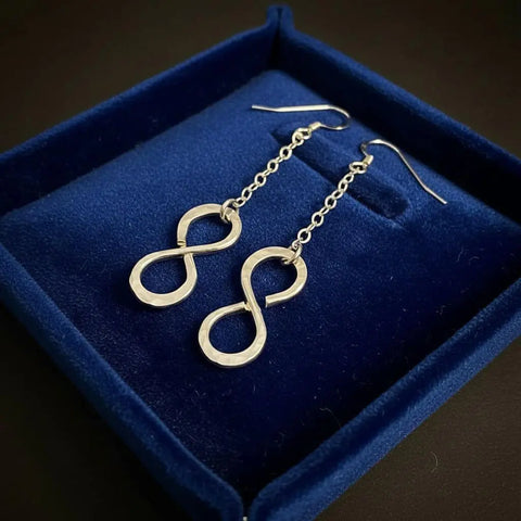 Handcrafted Sterling Silver Hammered Infinity Earrings – 14 Gauge Dangle | Made in USA Alexa Martha Designs  Earrings