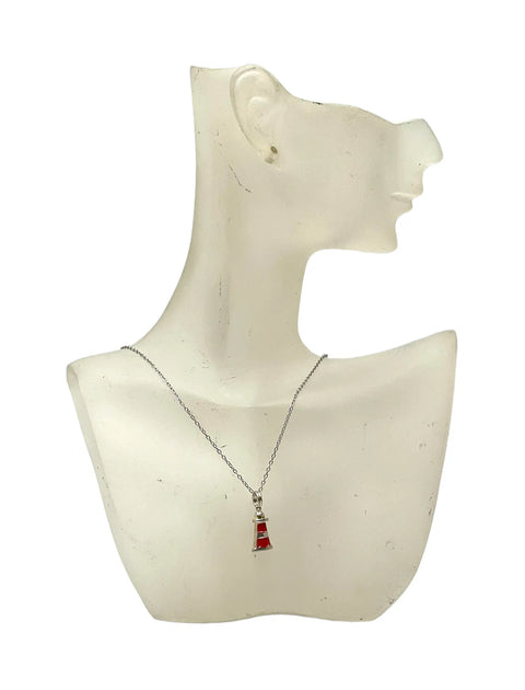 Handcrafted Sterling Silver Painted Lighthouse Pendant Necklace – 18 Inch Stainless Steel Chain | Made in USA Michelle Marie Boutique  Necklace