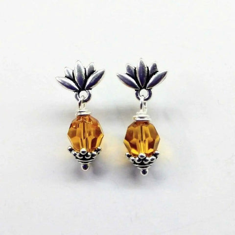 Handcrafted Sterling Silver Pineapple Earrings – 8mm Topaz Crystal Studs | Made in USA Alexa Martha Designs  Earrings