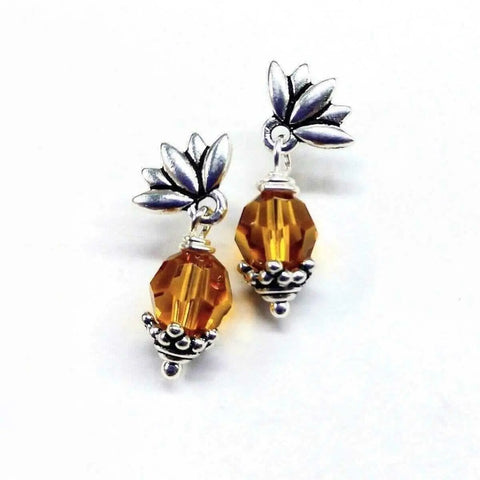 Handcrafted Sterling Silver Pineapple Earrings – 8mm Topaz Crystal Studs | Made in USA Alexa Martha Designs  Earrings