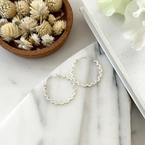 Handcrafted Sterling Silver Scala Hoop Earrings – Artisan Made in USA Sarah Cecelia  EARRINGS