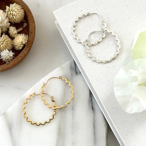 Handcrafted Sterling Silver Scala Hoop Earrings – Artisan Made in USA Sarah Cecelia  EARRINGS