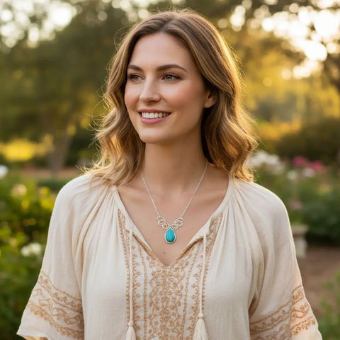 Handcrafted Sterling Silver Wire Wrapped Turquoise Drop Necklace – Montana USA Made Alexa Martha Designs  Necklace