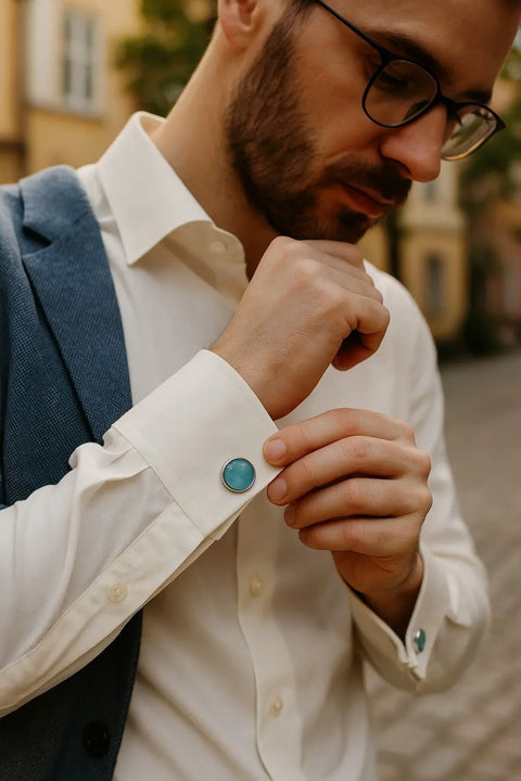 Handcrafted Stone Stainless Steel Cufflinks – Polished Non Tarnish Finish | Made in USA Michelle Marie Boutique  Cuff links