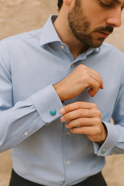 Handcrafted Stone Stainless Steel Cufflinks – Polished Non Tarnish Finish | Made in USA Michelle Marie Boutique  Cuff links