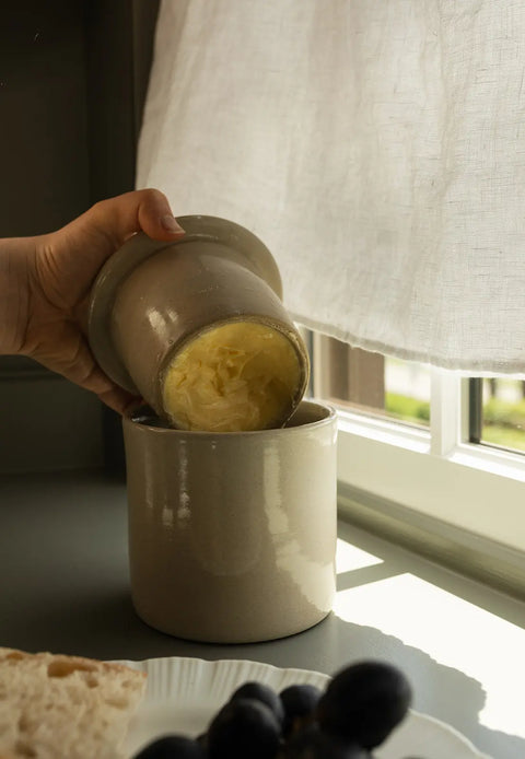 Handcrafted Stoneware Butter Keeper 4.5 Inch – Lead-Free Crock for Soft Butter Storage | Made in USA Millstream Home  Kitchen + Dining