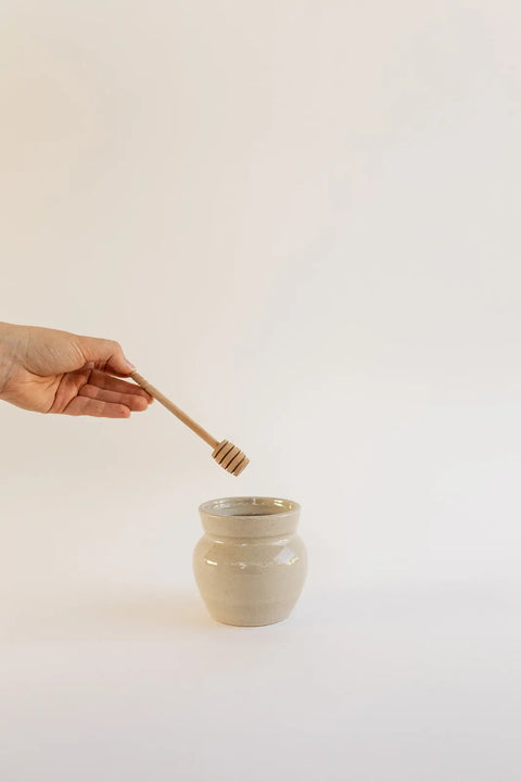 Handcrafted Stoneware Honey Jar 4 Inch – Lead-Free Kitchen Storage with Wooden Dripper | Made in USA Millstream Home  Pottery