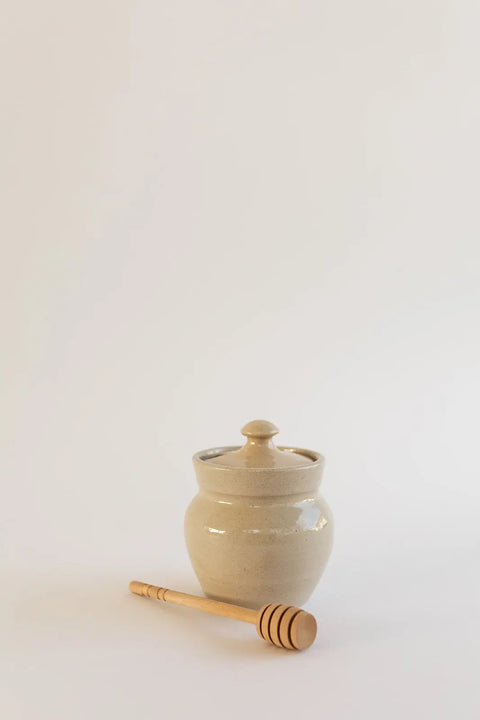 Handcrafted Stoneware Honey Jar 4 Inch – Lead-Free Kitchen Storage with Wooden Dripper | Made in USA Millstream Home  Pottery