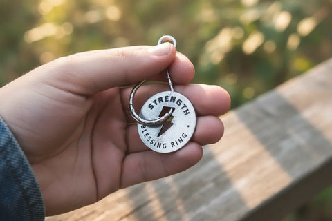 Handcrafted Strength Blessing Ring Charm 1.25 Inch – Inspirational Pewter Token | Made in USA Whitney Howard Designs  Blessing Ring