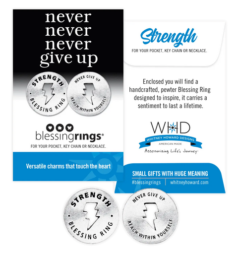Handcrafted Strength Blessing Ring Charm 1.25 Inch – Inspirational Pewter Token | Made in USA Whitney Howard Designs  Blessing Ring