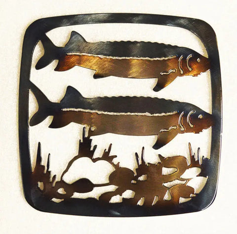 Handcrafted Sturgeon Fish Metal Trivet – Rustic Hot Plate Kitchen Decor | Made in USA Knights Home Decor  item