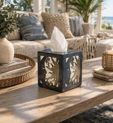 Handcrafted Sun and Moon Tissue Box Cover – Artistic Home Accent Decor | Made in USA Knights Home Decor  item