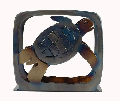 Handcrafted Swimming Sea Turtle Napkin Holder – Coastal Table Accent | Made in USA – Metal Art Decor Knights Home Decor  item
