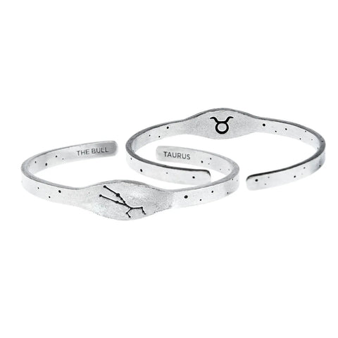 Handcrafted Taurus Zodiac Cuff Bracelet – Recycled Pewter Astrological Jewelry | Made in USA Whitney Howard Designs  Zodiac Cuffs