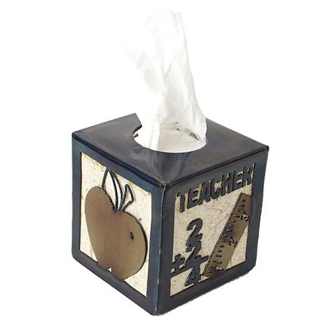 Handcrafted Teacher Apple Tissue Box Cover – Rustic Classroom Decor | Made in USA Knights Home Decor  item
