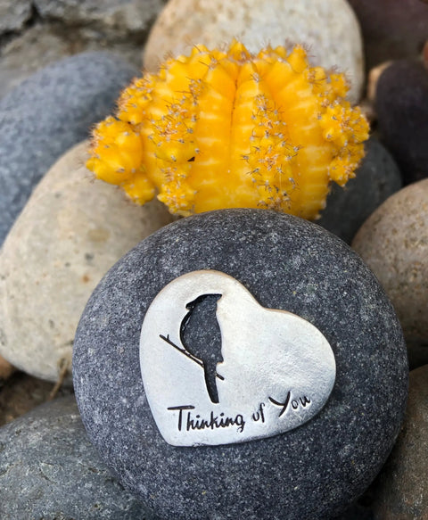 Handcrafted Thinking of You Memorial Stone – 3 Inch River Rock Keepsake | Whitney Howard Designs Made in USA Whitney Howard Designs  Rock Garden