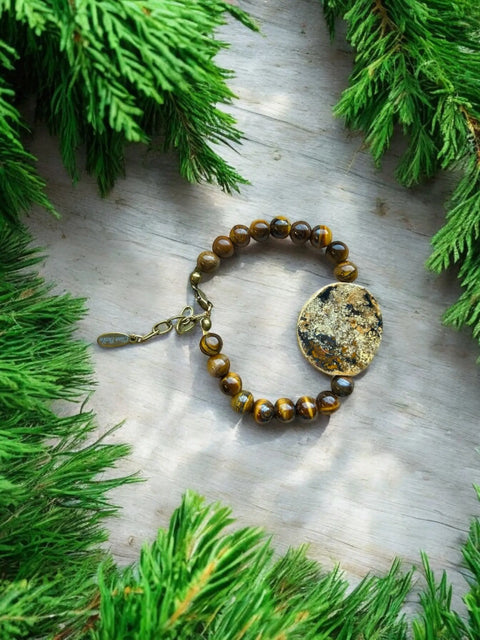 Handcrafted Tiger Eye and Agate Bracelet 8-9.5 Inch Adjustable – Natural Stone Jewelry | Made in USA Michelle Marie Boutique  Bracelets