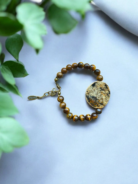 Handcrafted Tiger Eye and Agate Bracelet 8-9.5 Inch Adjustable – Natural Stone Jewelry | Made in USA Michelle Marie Boutique  Bracelets