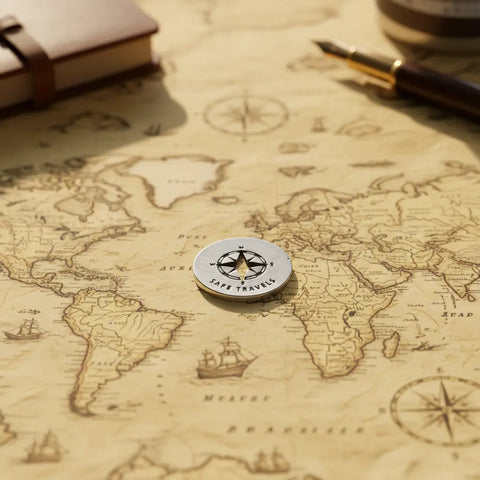 Handcrafted Travel Blessing Ring Charm – Recycled Pewter Compass Token | Made in USA Keepsake Gift Whitney Howard Designs  Blessing Ring