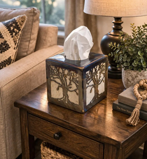Handcrafted Tree of Life Tissue Box Cover – Rustic Home Decor Accent | Made in USA by Veteran Family Business Knights Home Decor  item