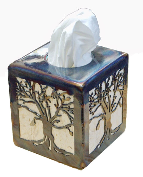Handcrafted Tree of Life Tissue Box Cover – Rustic Home Decor Accent | Made in USA by Veteran Family Business Knights Home Decor  item