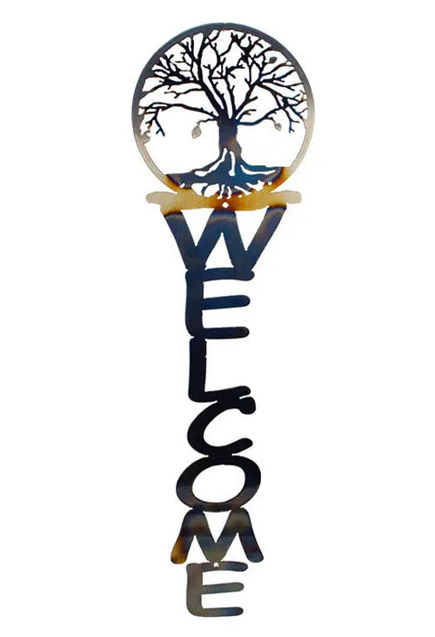 Handcrafted Tree of Life Welcome Sign – Custom Metal Wall Art | Made in USA Rustic Decor Knights Home Decor  item