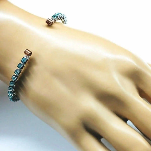 Handcrafted Turquoise Crystal Wire Wrapped Tennis Bracelet – Montana Style | Made in USA Alexa Martha Designs  Bangles /Bracelets