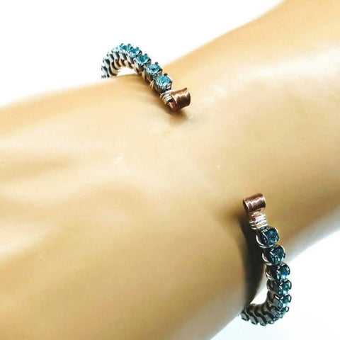 Handcrafted Turquoise Crystal Wire Wrapped Tennis Bracelet – Montana Style | Made in USA Alexa Martha Designs  Bangles /Bracelets