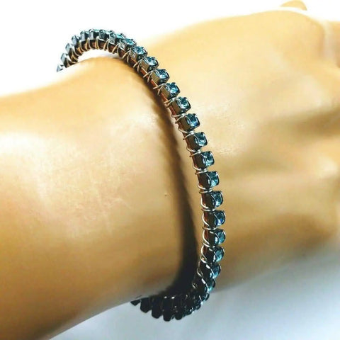 Handcrafted Turquoise Crystal Wire Wrapped Tennis Bracelet – Montana Style | Made in USA Alexa Martha Designs  Bangles /Bracelets