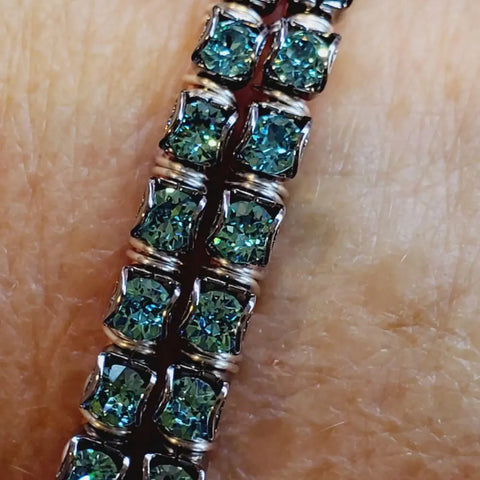 Handcrafted Turquoise Crystal Wire Wrapped Tennis Bracelet – Montana Style | Made in USA Alexa Martha Designs  Bangles /Bracelets