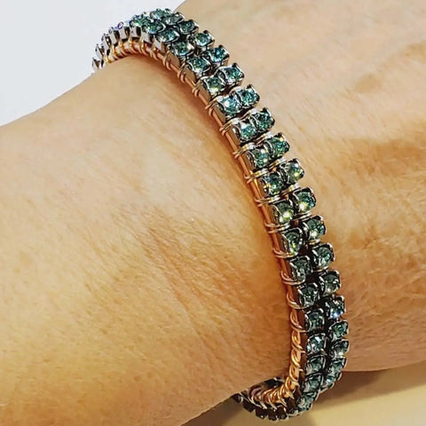 Handcrafted Turquoise Crystal Wire Wrapped Tennis Bracelet – Montana Style | Made in USA Alexa Martha Designs  Bangles /Bracelets